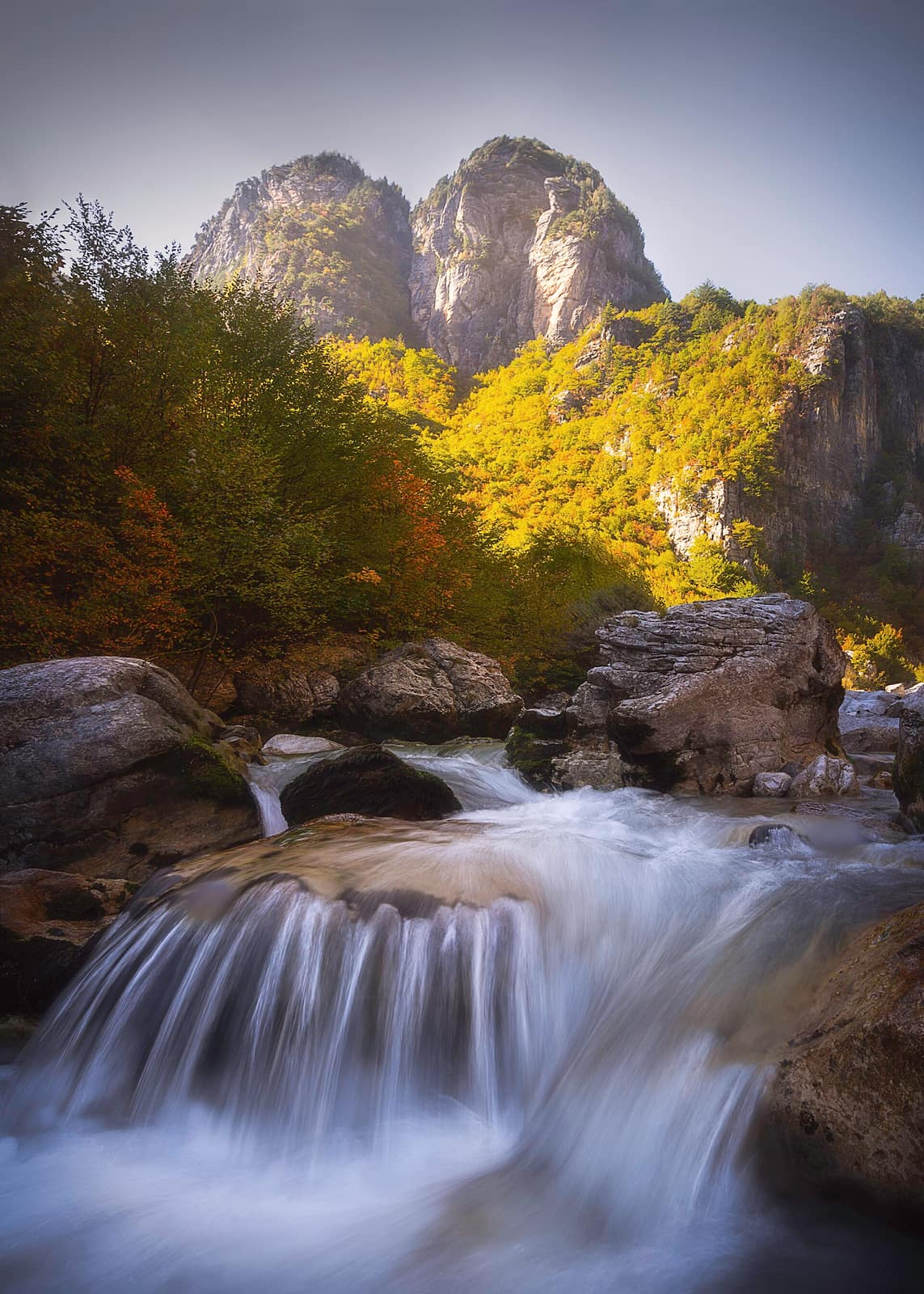 Theth valley river in Theth National Park, Accursed Mountains, Albania