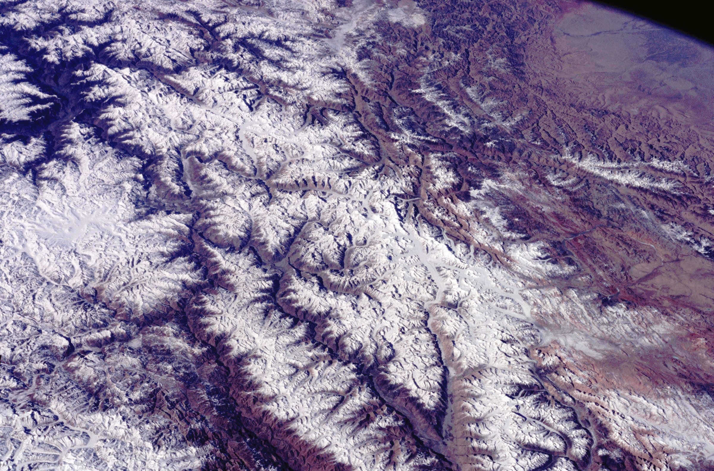 The Karakoram from orbit on the Ladakh corridor